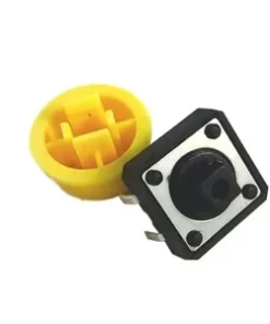Momentary Tactile Push Button Switch 12x12x7.3mm with Yellow Round Cap - 5 Pcs