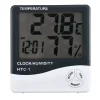 HTC-1 High Precision Large Screen Electronic Indoor Temperature Humidity Thermometer with Clock Alarm