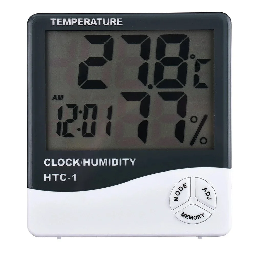 HTC-1 High Precision Large Screen Electronic Indoor Temperature Humidity Thermometer with Clock Alarm