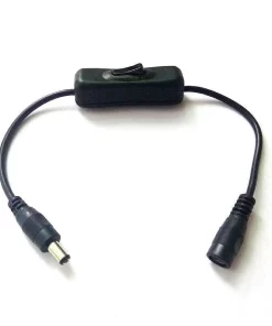 Black DC 5.5 mm Male to Female Plug Extension with ON-OFF Switch