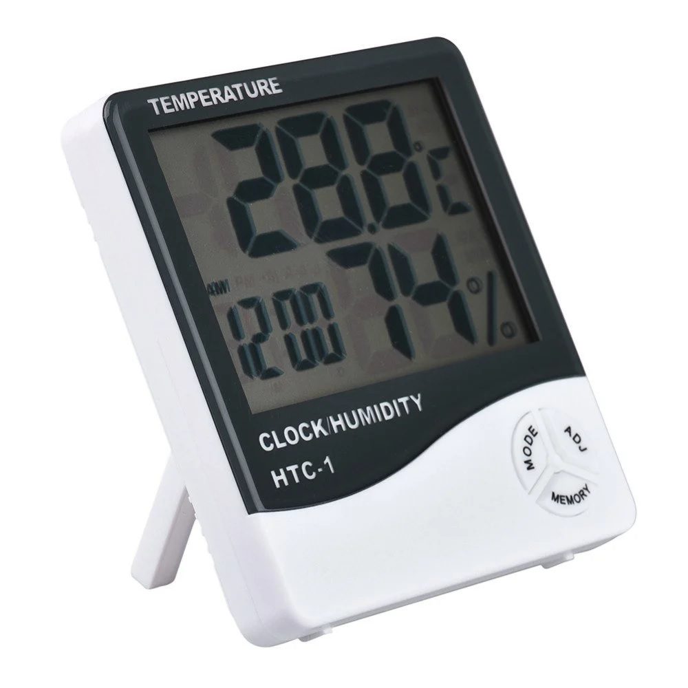 HTC-1 High Precision Large Screen Electronic Indoor Temperature Humidity Thermometer with Clock Alarm - Image 2