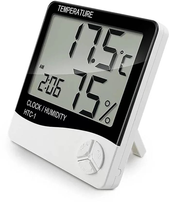 HTC-1 High Precision Large Screen Electronic Indoor Temperature Humidity Thermometer with Clock Alarm - Image 3