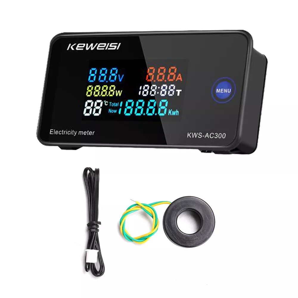 KEWEISI KWS-AC300-100A AC 50-300V 0-100A Power Energy Meter with Close Mutual Inductance