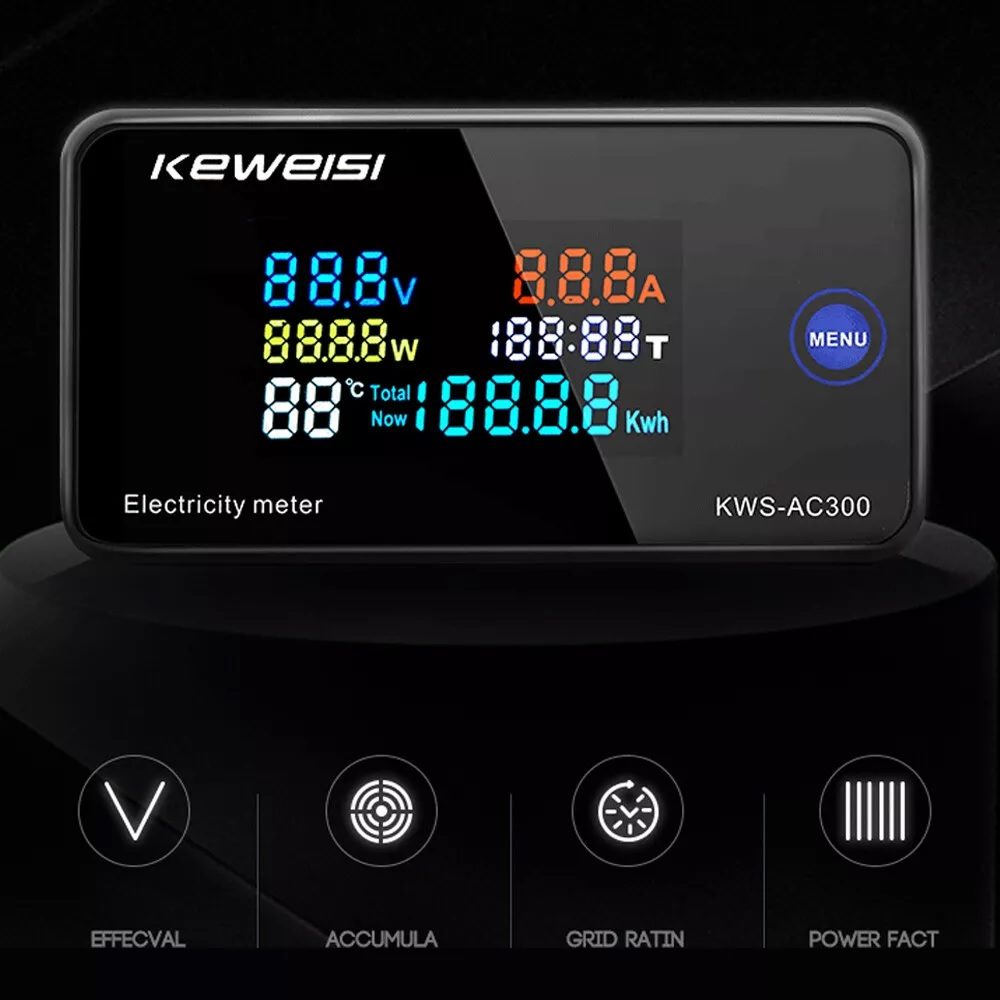 KEWEISI KWS-AC300-100A AC 50-300V 0-100A Power Energy Meter with Close Mutual Inductance - Image 2