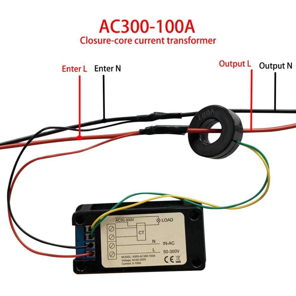 KEWEISI KWS-AC300-100A AC 50-300V 0-100A Power Energy Meter with Close Mutual Inductance - Image 3