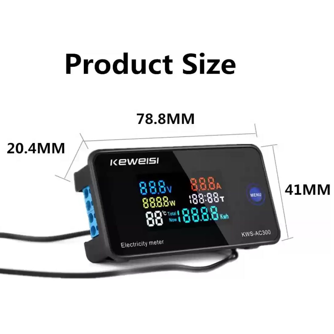KEWEISI KWS-AC300-100A AC 50-300V 0-100A Power Energy Meter with Close Mutual Inductance - Image 4