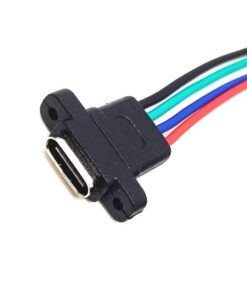 USB Type C Panel Mount Jack with Wire Lead