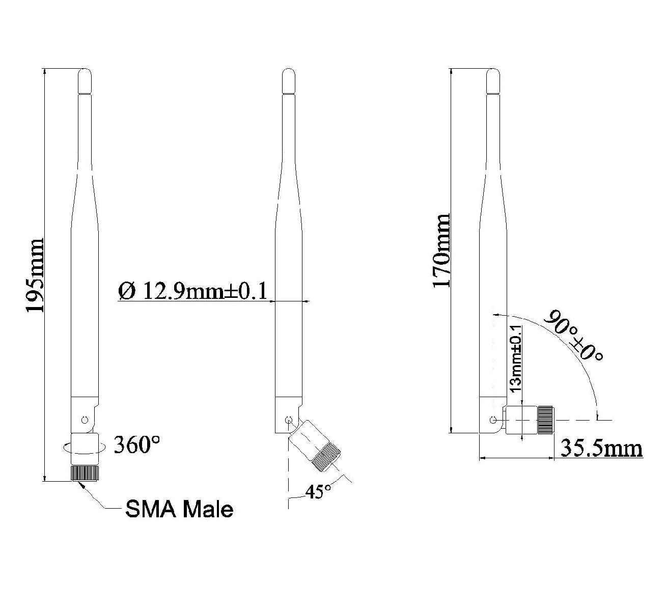 2.4GHz 6dBi WiFi Antenna SMA Male, Omni Directional 195mm - Image 4