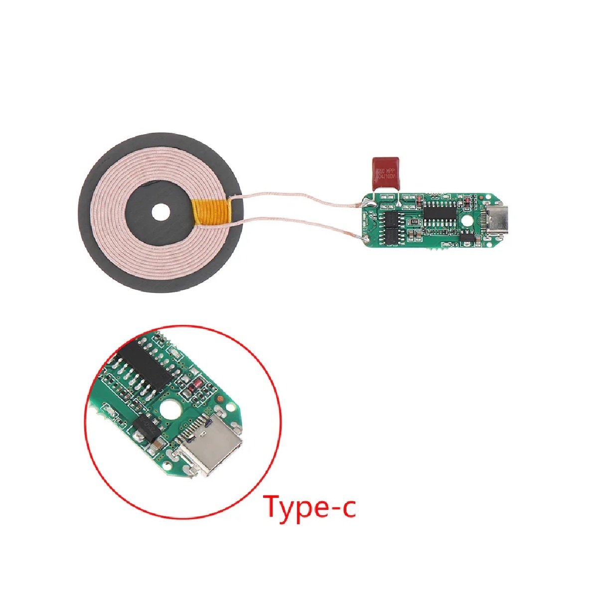 5V DC Qi Fast Wireless Charging Transmitter Module 15W with Coil Type-C - Image 2