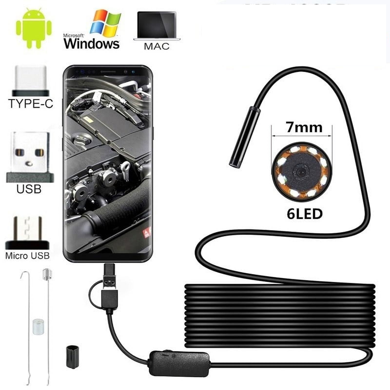 7mm 3-in-1 HD Endoscope Camera for Android – 1M Waterproof USB Inspection with 6 LEDs - Image 4