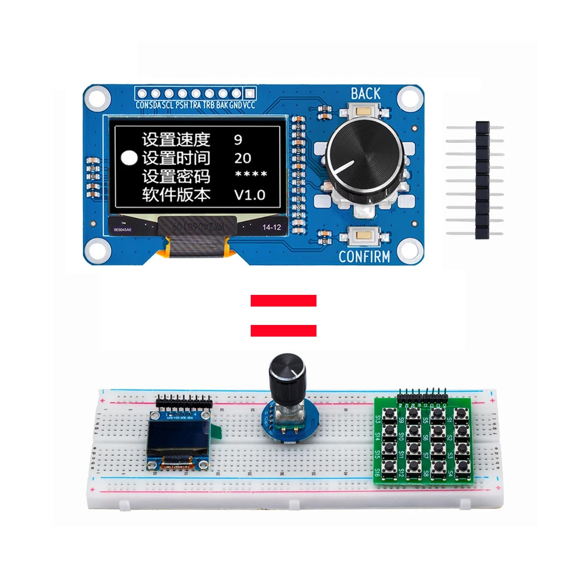 1.3-Inch OLED Display with EC11 Rotary Encoder Module – I2C Interface - Image 4