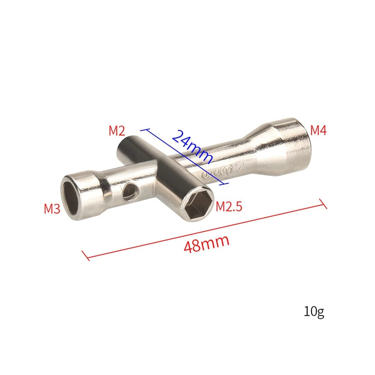 Hexagonal Mini Cross Wrench Sleeve Nut Tool for M2, M2.5, M3, M4 Hex Nuts - Image 3