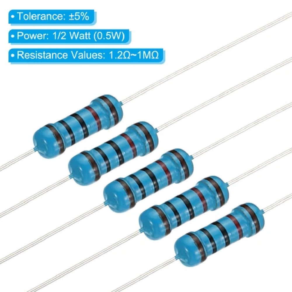 500Pcs Metal Film Resistors Kit - 50 Resistance Values 1/2W 1% Tolerance - Image 2