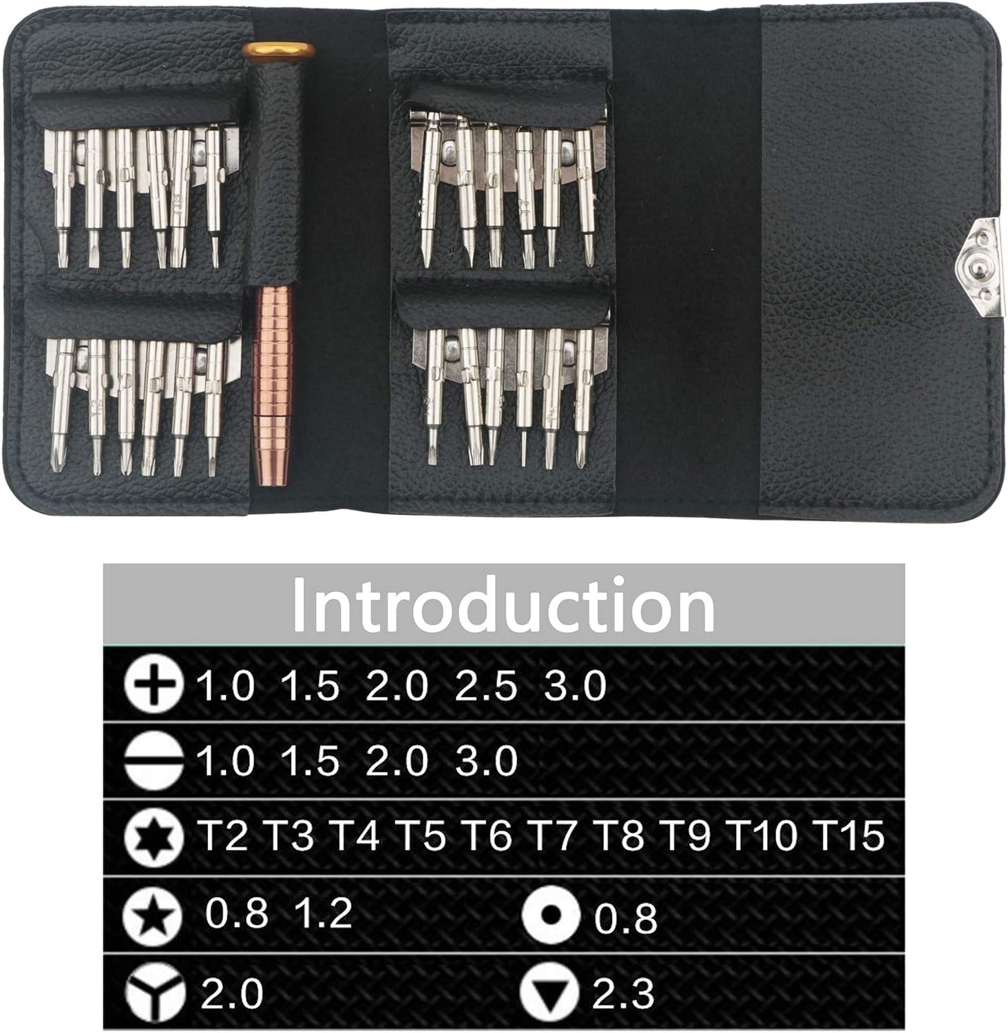 25 in 1 Magnetic Suction Screwdriver Tool Kit with Leather Case - Image 2