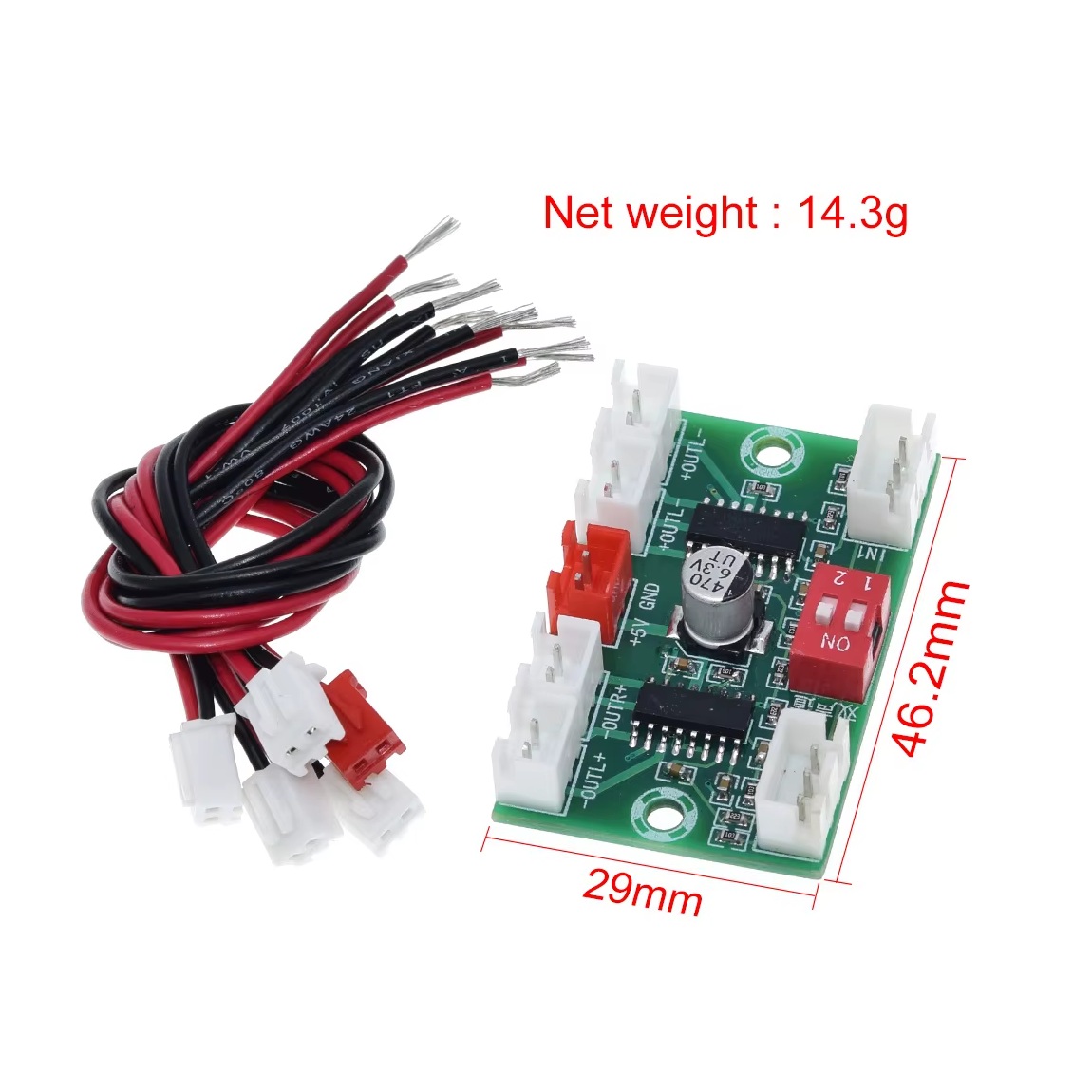 XH-A156 PAM8403 Digital Audio Amplifier Board DC 5V 3W*4 4 Channel AMP with Cable - Image 5
