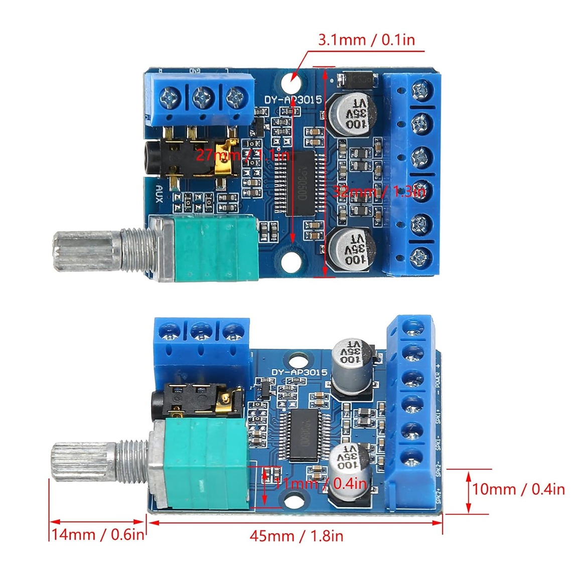 30Wx2 High-Power Stereo Digital Amplifier Board 12V/24V Power Supply DY-AP3015 - Image 3