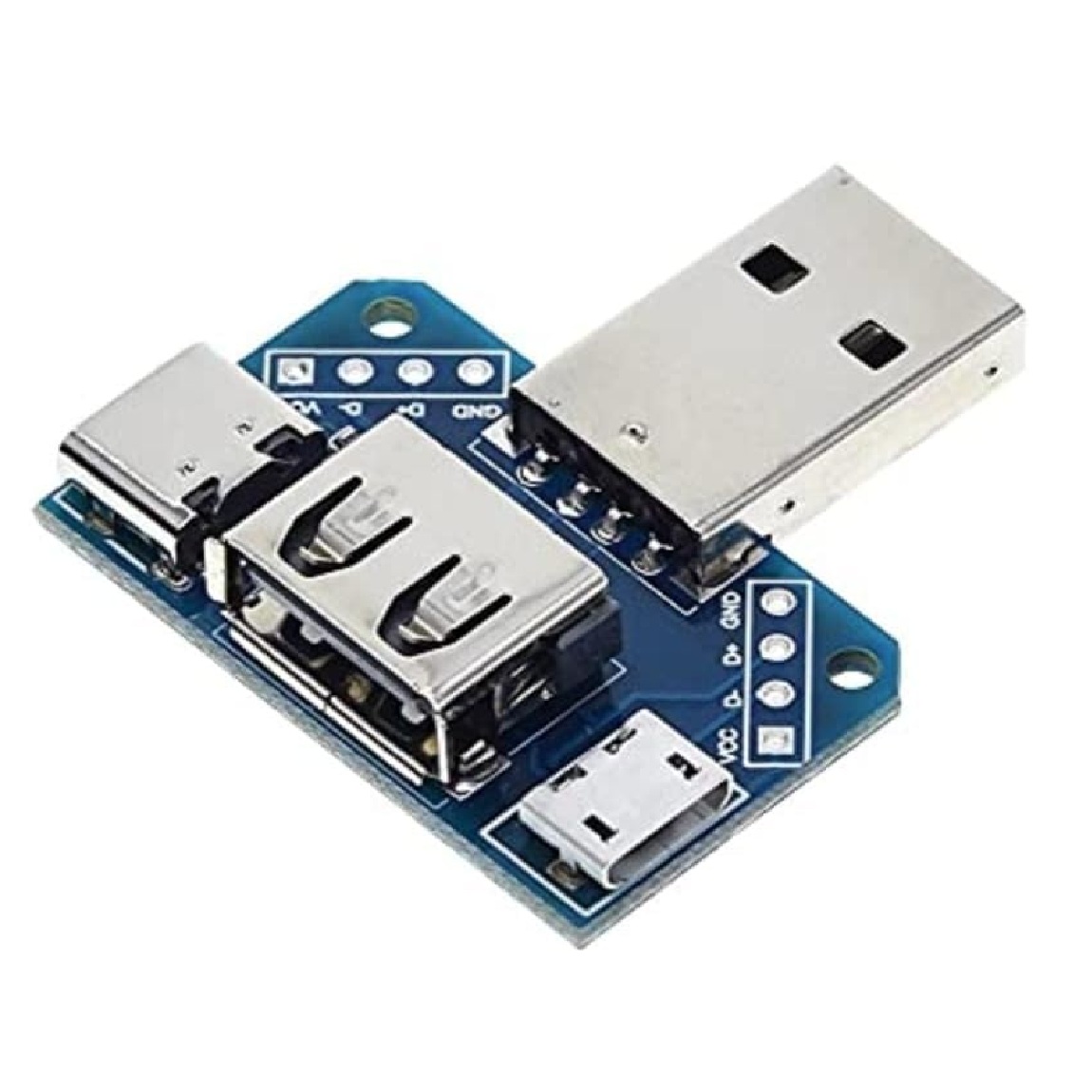 4-in-1 USB Adapter Board Male To Female Micro USB and Type-C Interface 4P 2.54mm - Image 3