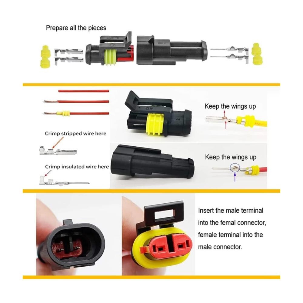 2 Pin Waterproof JHD Automobile Electrical Wire Connector Terminals ( Male + Female ) - Image 4