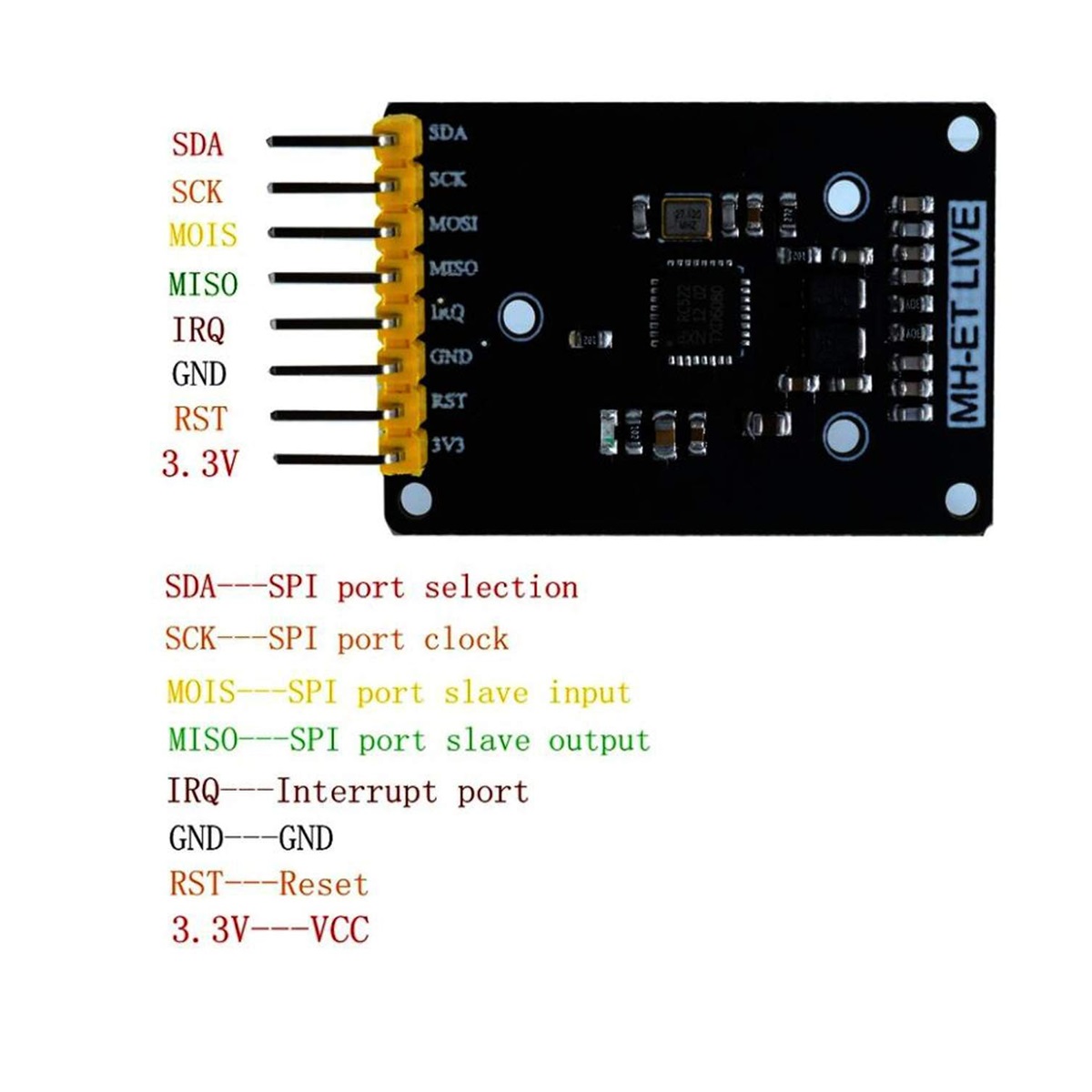 MFRC522 Mini RFID Module 13.56MHz IC Card Reader Writer Black - Image 5