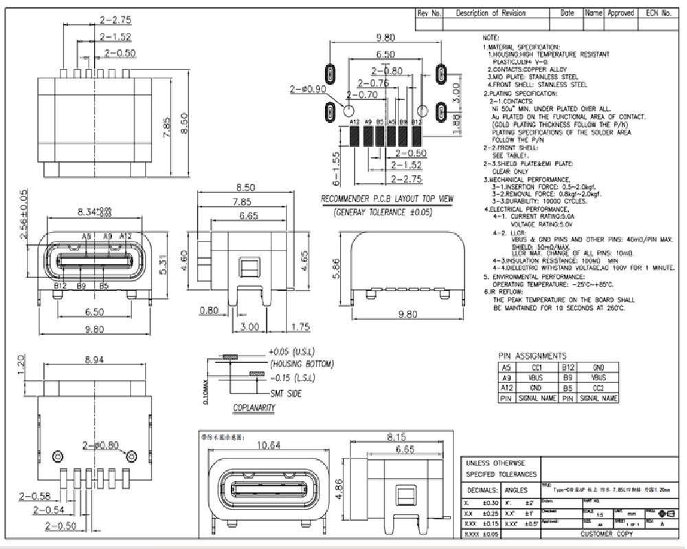 USB Type-C 6Pin Female Connector IP66 Waterproof (Power Only) - Image 4